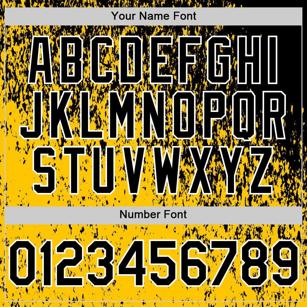 Custom Black Yellow-White Abstract Fragment Splatter Authentic Baseball Jersey baseball jersey product view 5