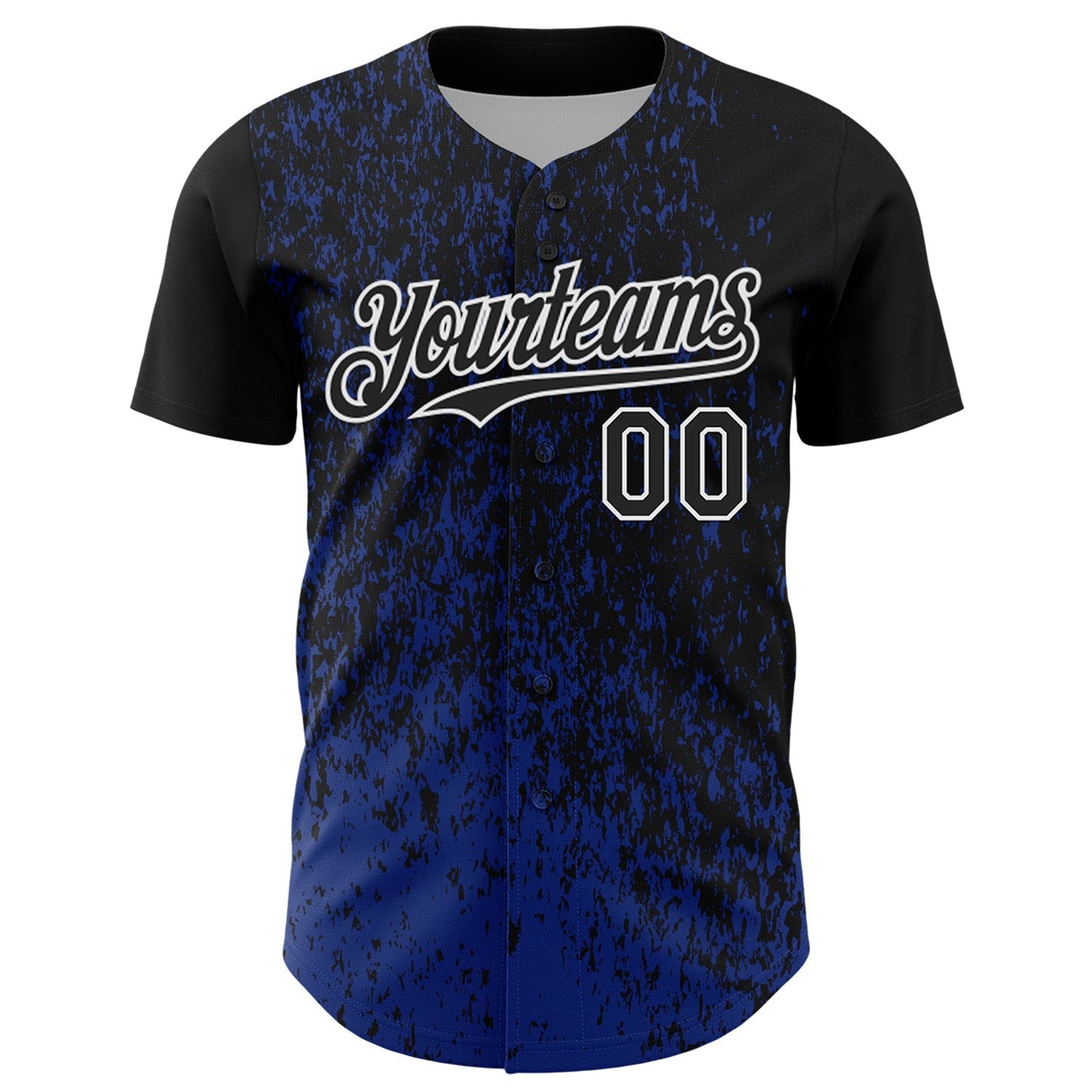 Custom Black Royal-White Abstract Fragment Splatter Authentic Baseball Jersey baseball jersey product view 2