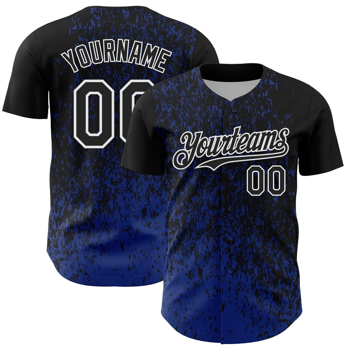 Custom Black Royal-White Abstract Fragment Splatter Authentic Baseball Jersey baseball jersey product view 1