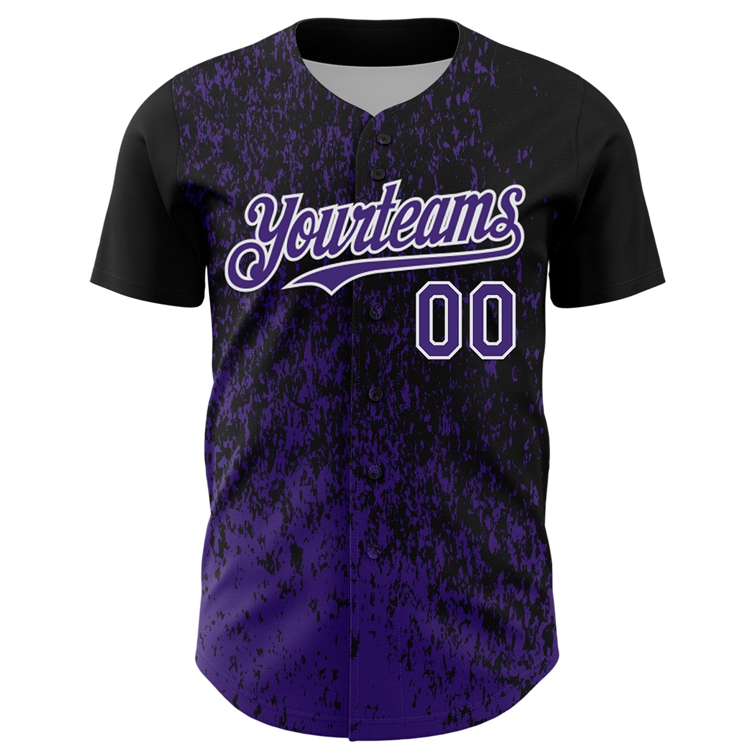 Custom Black Purple-White Abstract Fragment Splatter Authentic Baseball Jersey baseball jersey product view 2