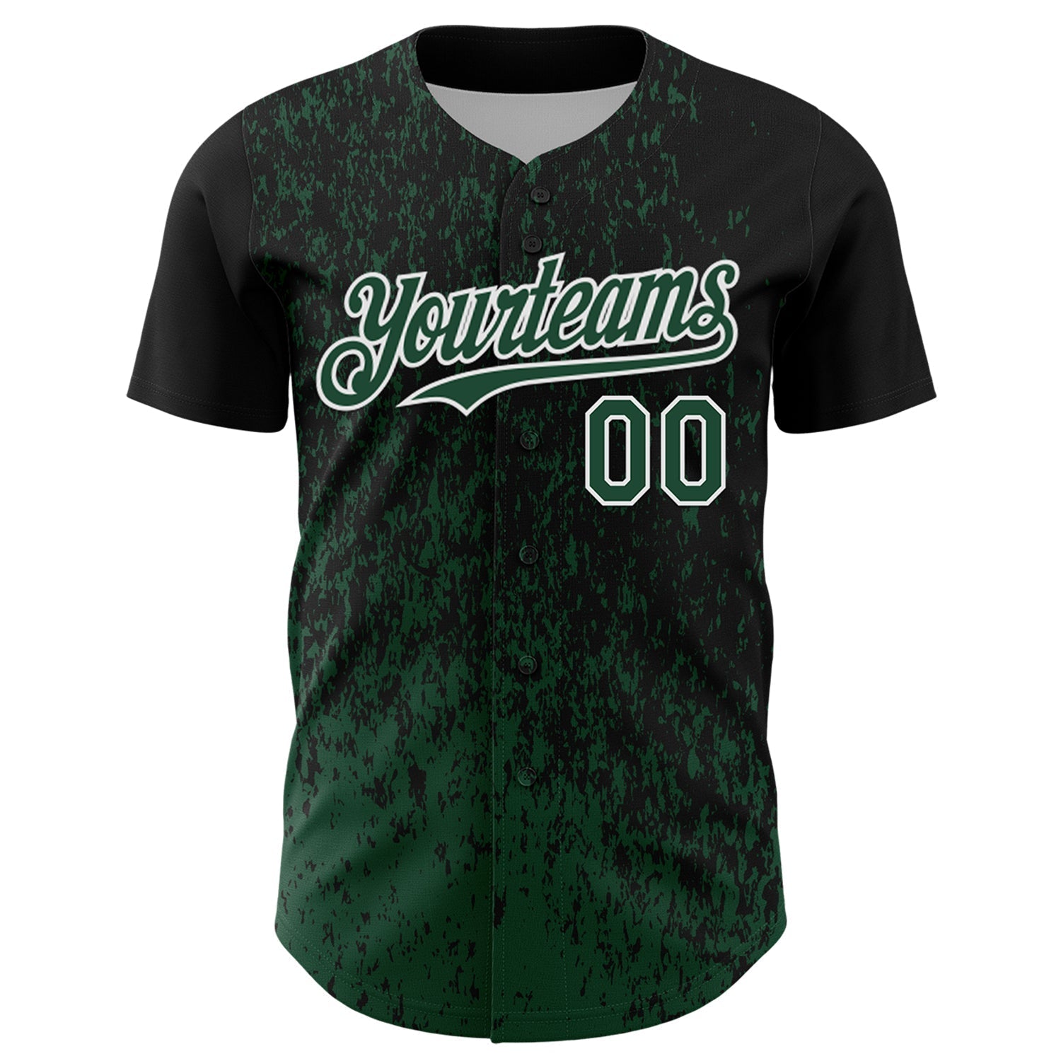 Custom Black Green-White Abstract Fragment Splatter Authentic Baseball Jersey baseball jersey product view 2