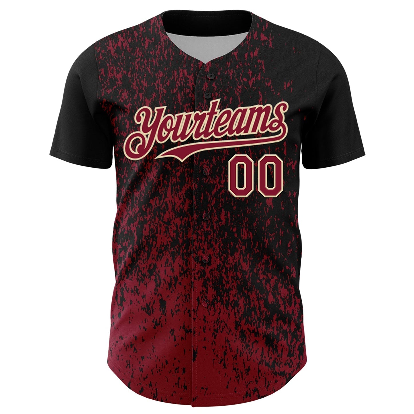 Custom Black Crimson-Cream Abstract Fragment Splatter Authentic Baseball Jersey baseball jersey product view 2