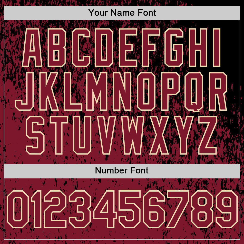 Custom Black Crimson-Cream Abstract Fragment Splatter Authentic Baseball Jersey baseball jersey product view 5