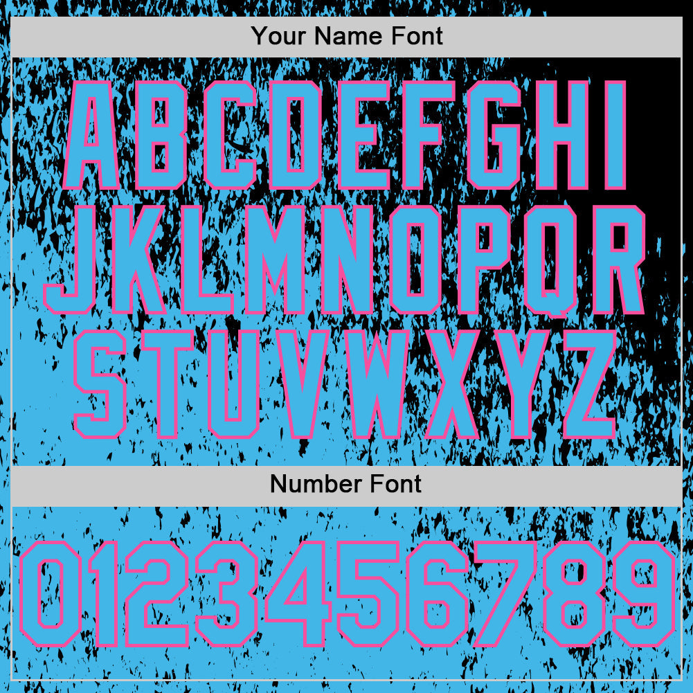 Custom Black Sky Blue-Pink Abstract Fragment Splatter Authentic Baseball Jersey baseball jersey product view 5