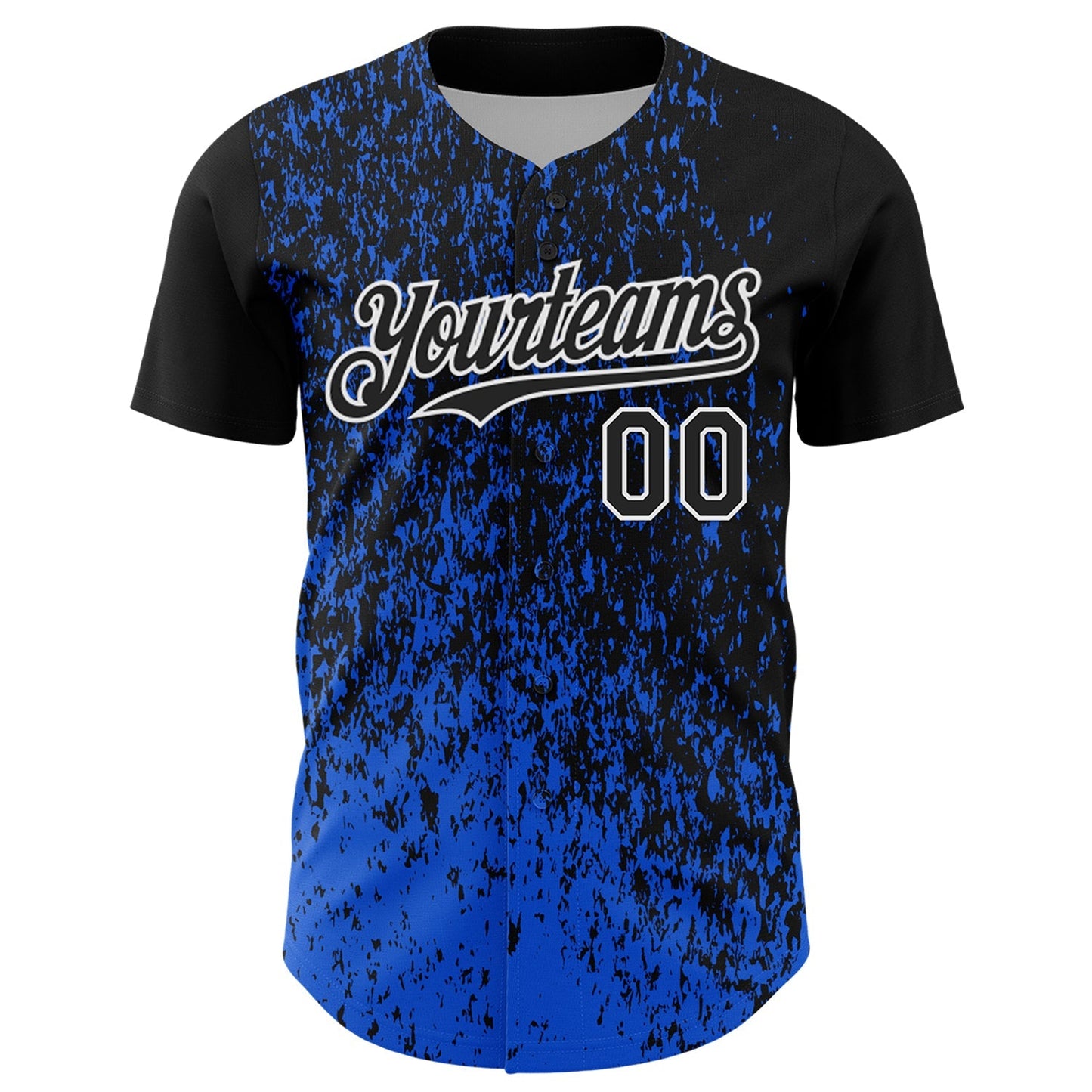 Custom Black Thunder Blue-White Abstract Fragment Splatter Authentic Baseball Jersey baseball jersey product view 2