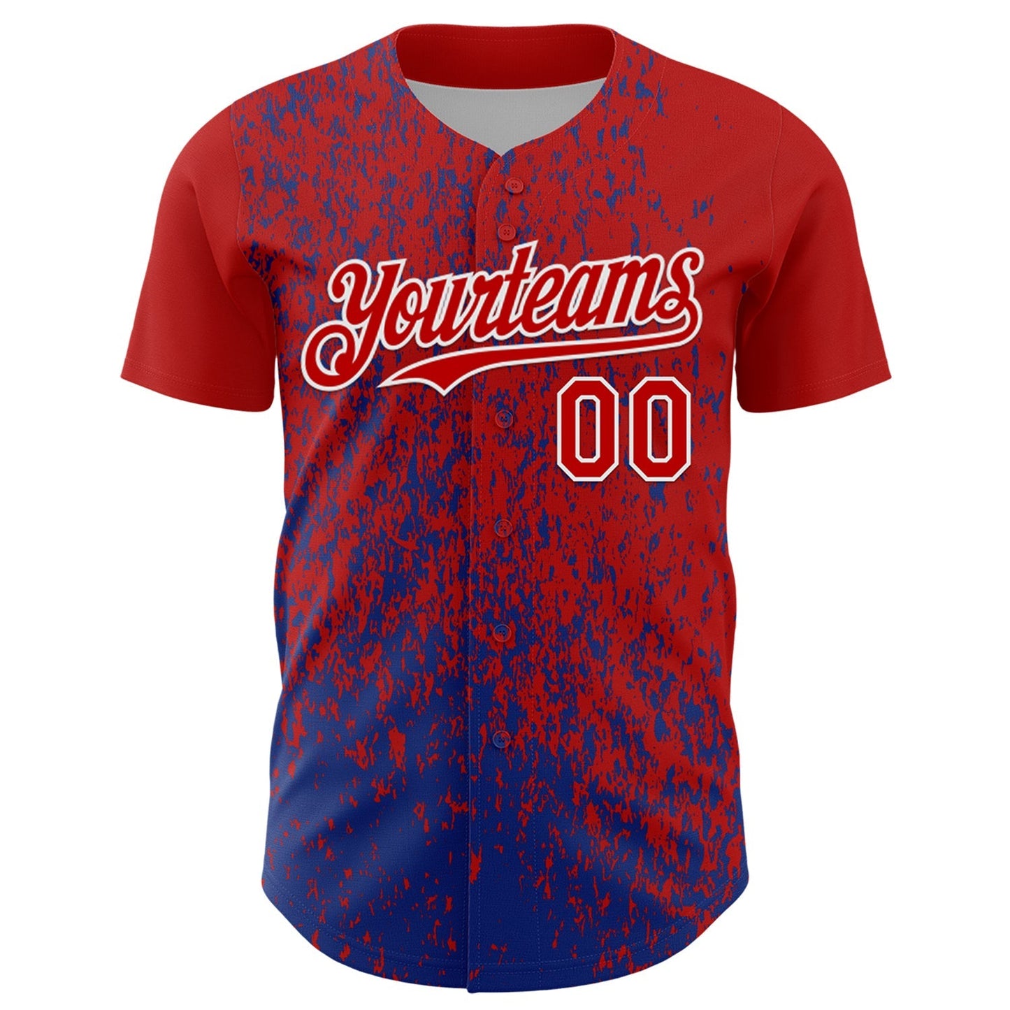 Custom Red Royal-White Abstract Fragment Splatter Authentic Baseball Jersey baseball jersey product view 2