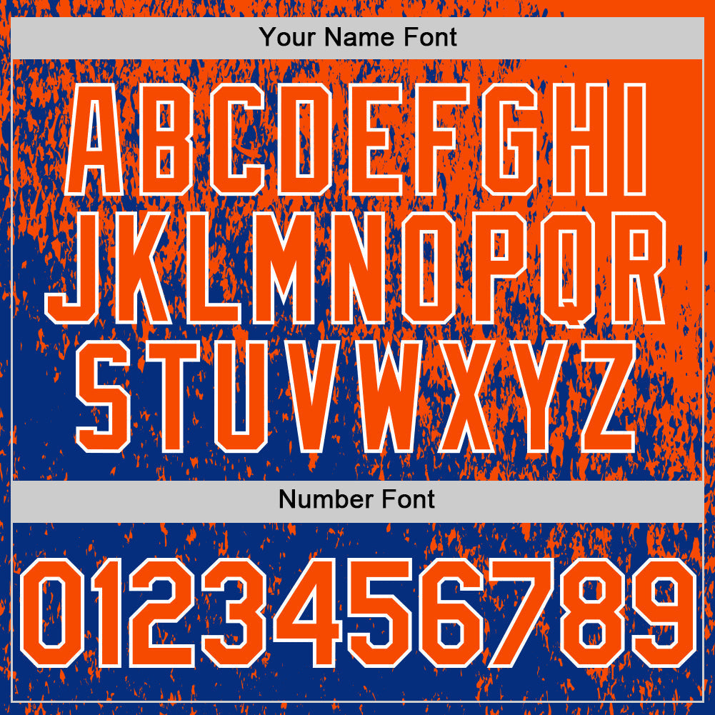 Custom Orange Royal-White Abstract Fragment Splatter Authentic Baseball Jersey baseball jersey product view 5