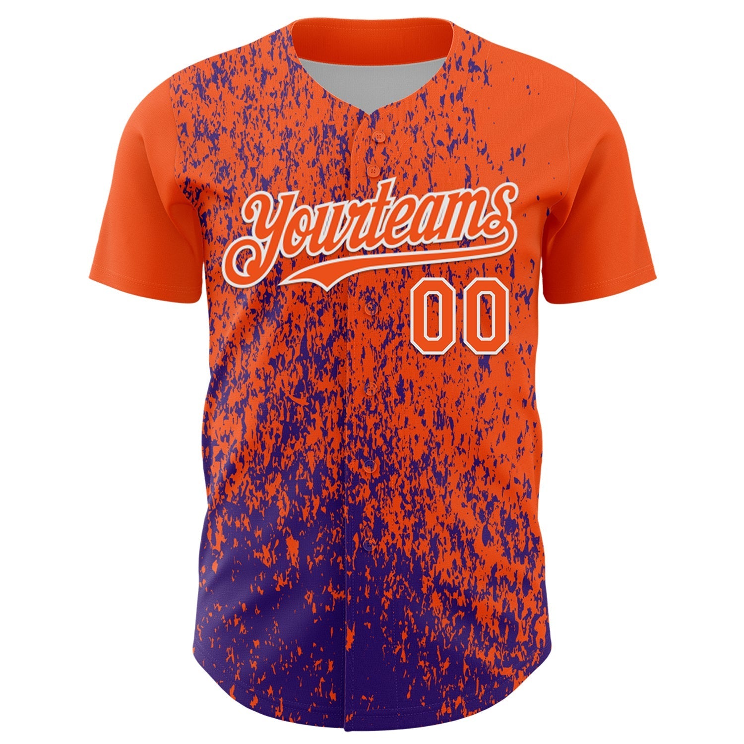 Custom Orange Purple-White Abstract Fragment Splatter Authentic Baseball Jersey baseball jersey product view 2