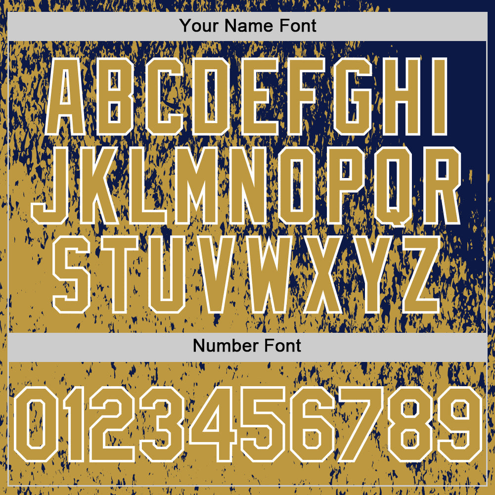 Custom Navy Old Gold-White Abstract Fragment Splatter Authentic Baseball Jersey baseball jersey product view 5