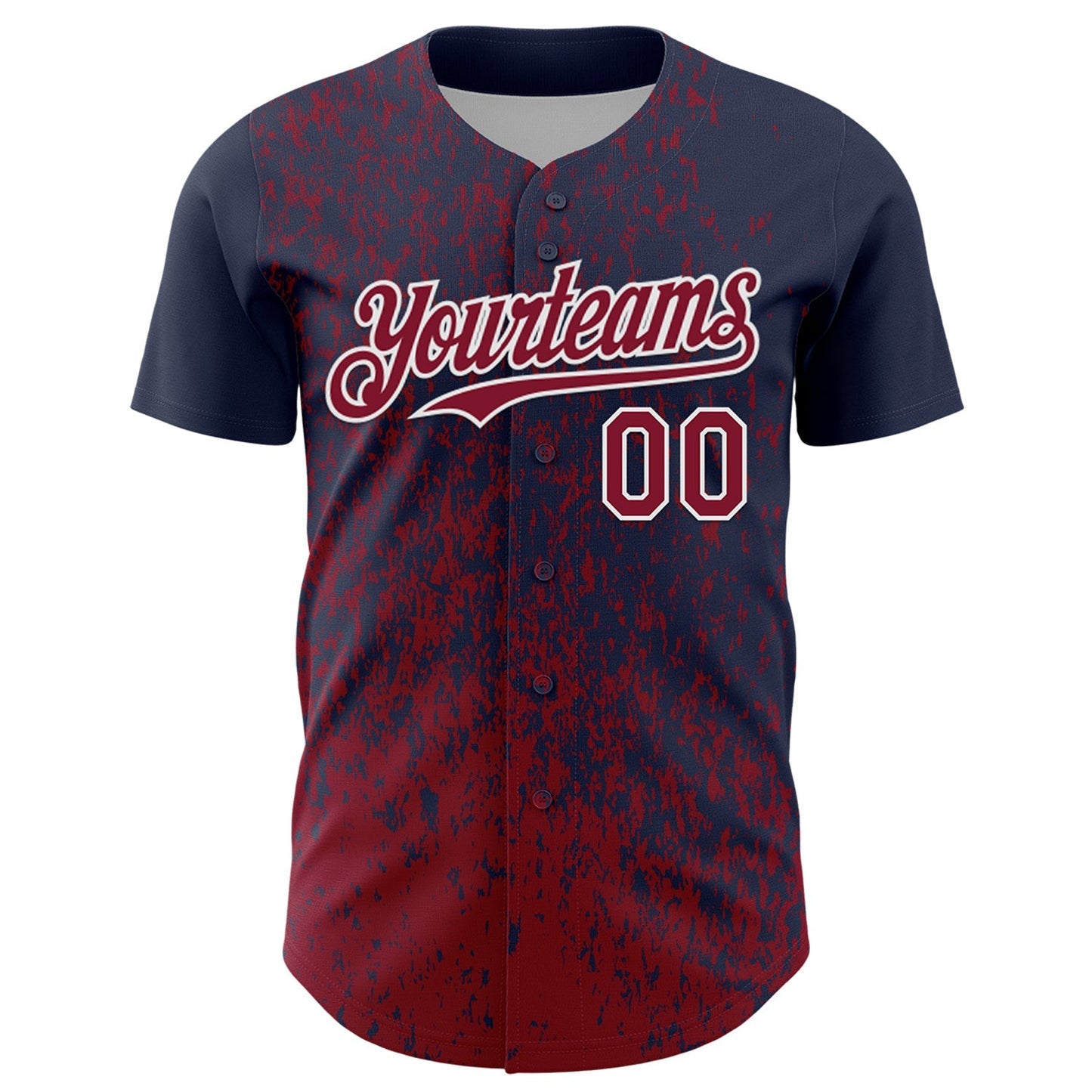 Custom Navy Crimson-White Abstract Fragment Splatter Authentic Baseball Jersey baseball jersey product view 2