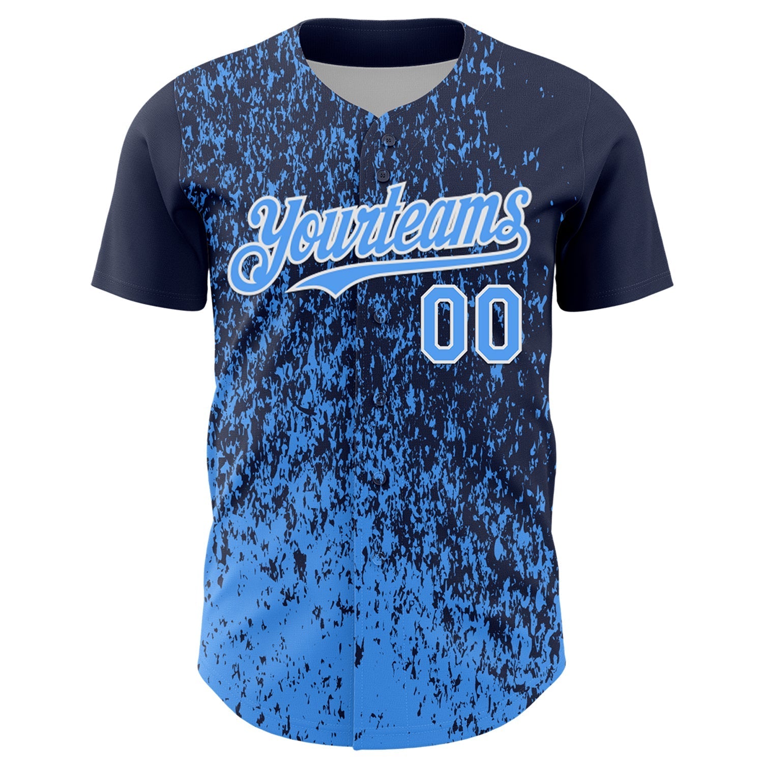 Custom Navy Electric Blue-White Abstract Fragment Splatter Authentic Baseball Jersey baseball jersey product view 2