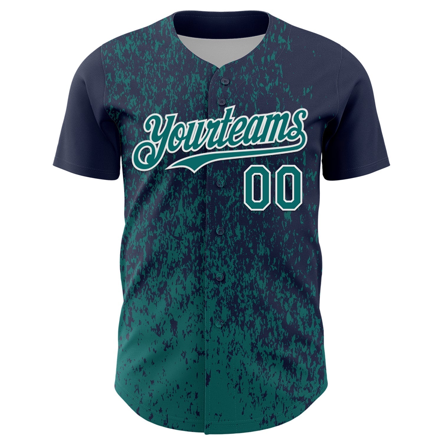 Custom Navy Teal-White Abstract Fragment Splatter Authentic Baseball Jersey baseball jersey product view 2