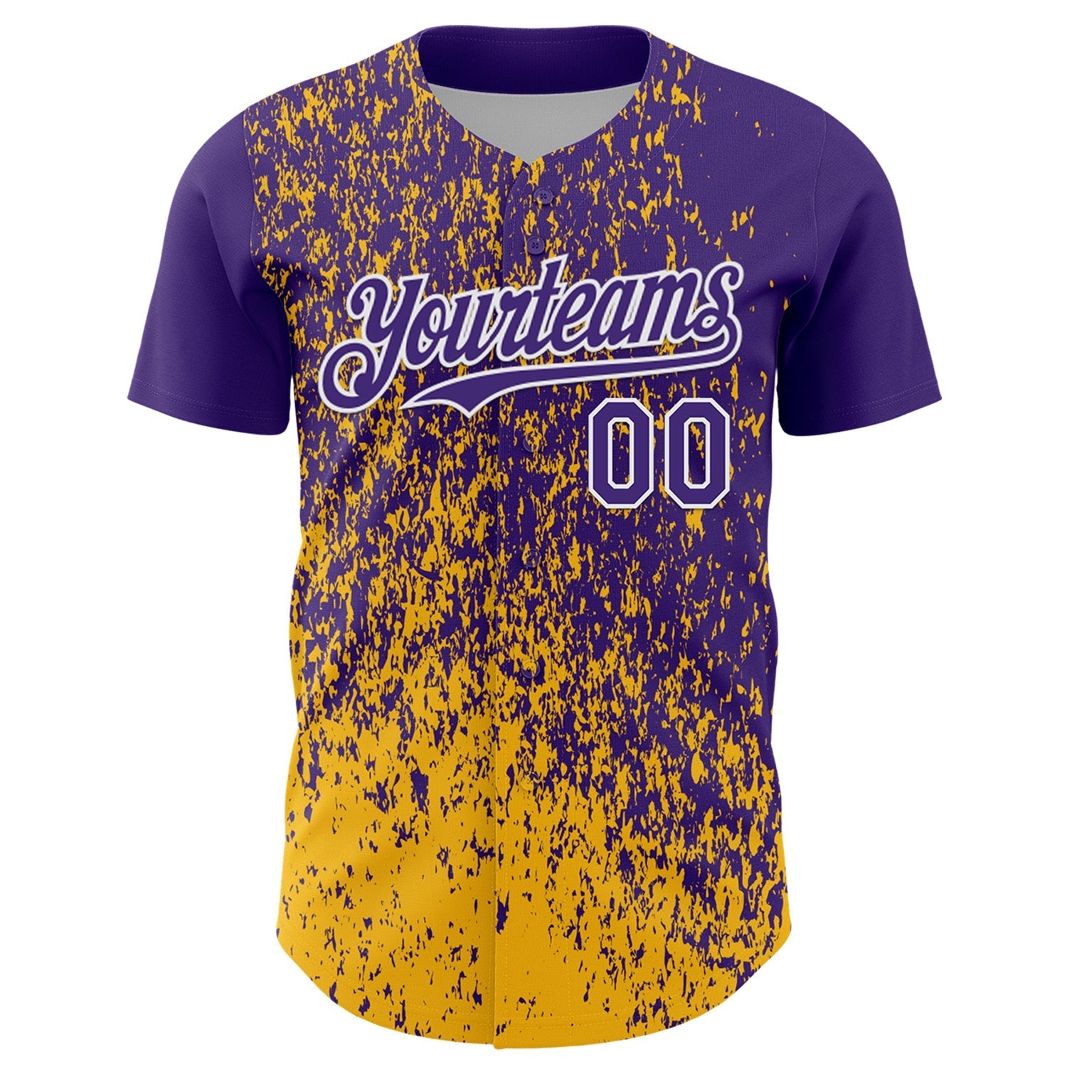 Custom Purple Gold-White Abstract Fragment Splatter Authentic Baseball Jersey baseball jersey product view 2