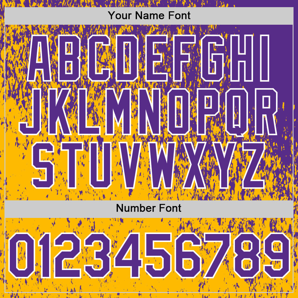 Custom Purple Gold-White Abstract Fragment Splatter Authentic Baseball Jersey baseball jersey product view 5