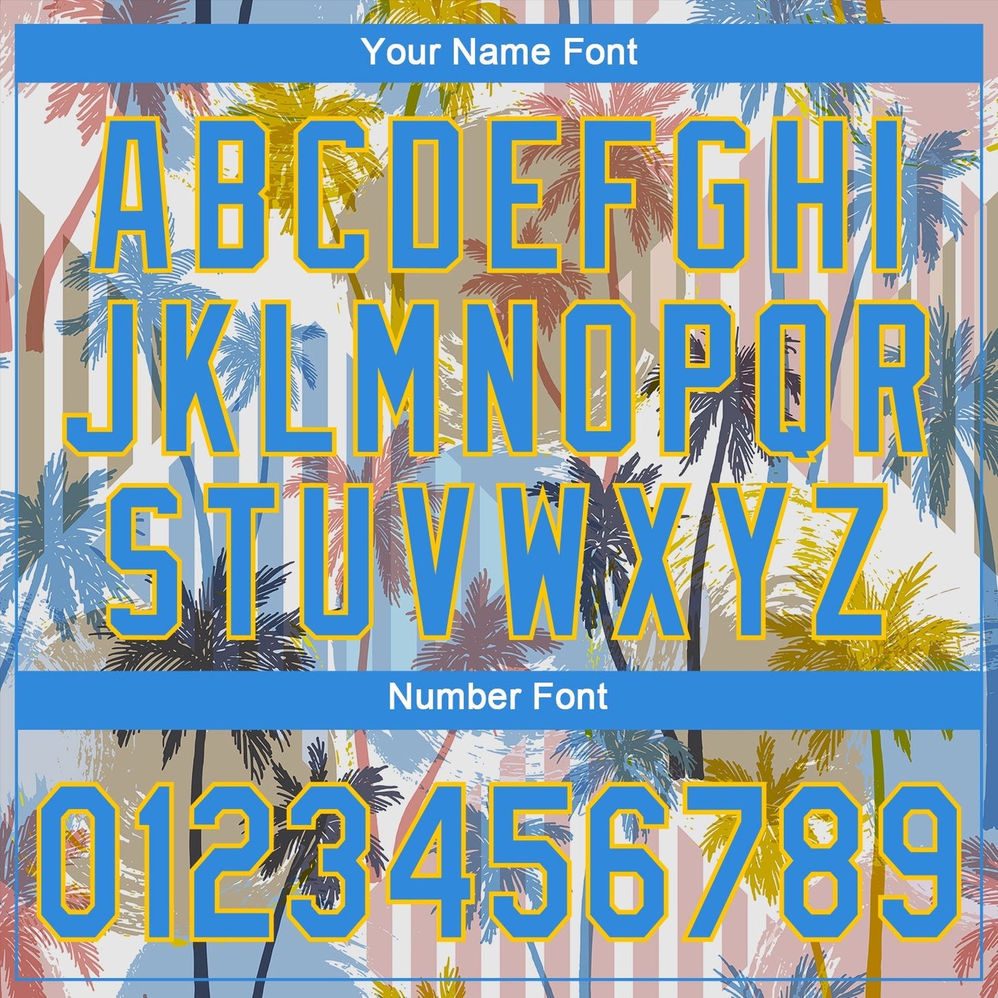 Custom White Electric Blue-Yellow 3D Pattern Design Hawaii Coconut Palms Authentic Baseball Jersey baseball jersey product view 5