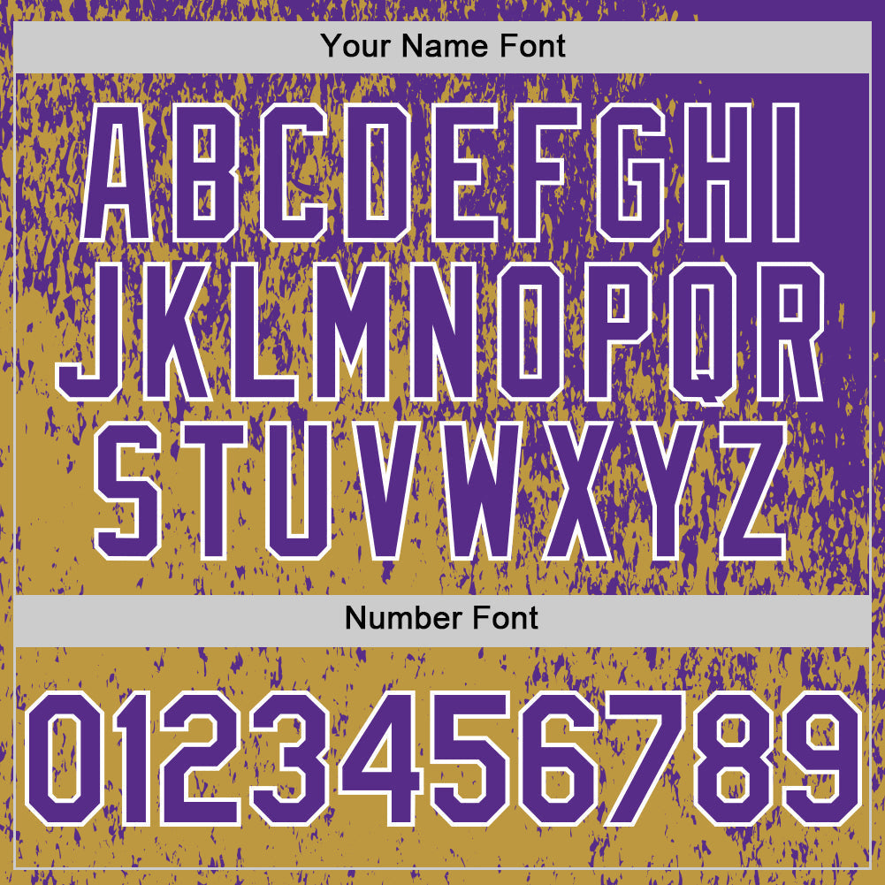 Custom Purple Old Gold-White Abstract Fragment Splatter Authentic Baseball Jersey baseball jersey product view 5