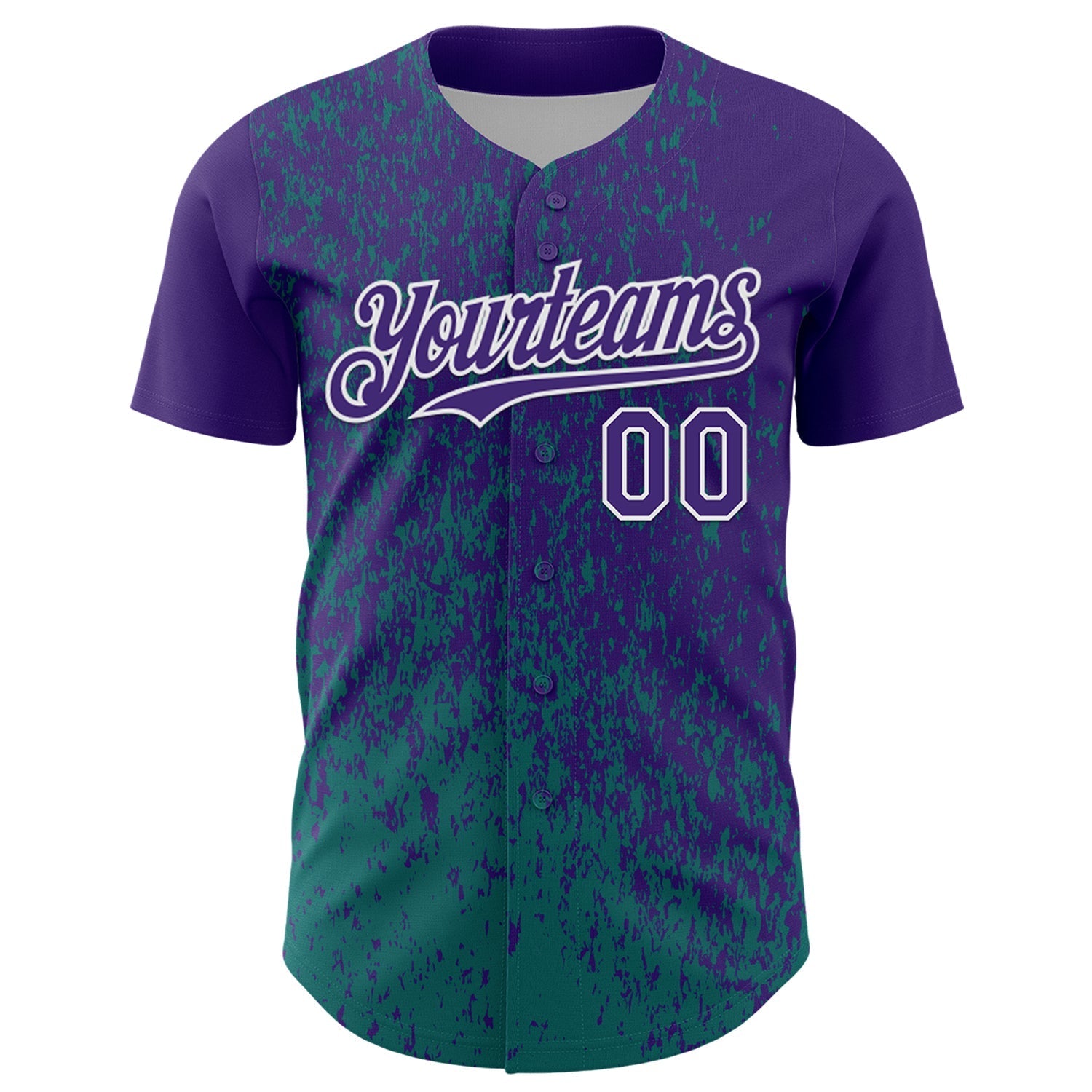 Custom Purple Teal-White Abstract Fragment Splatter Authentic Baseball Jersey baseball jersey product view 2
