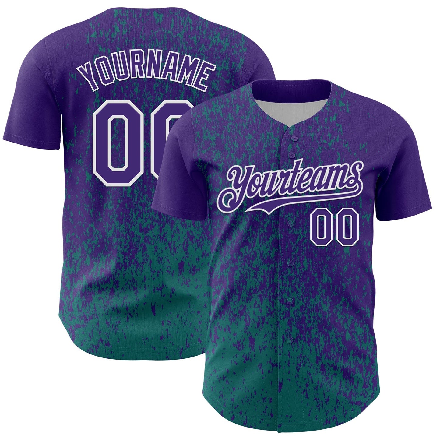 Custom Purple Teal-White Abstract Fragment Splatter Authentic Baseball Jersey baseball jersey product view 1