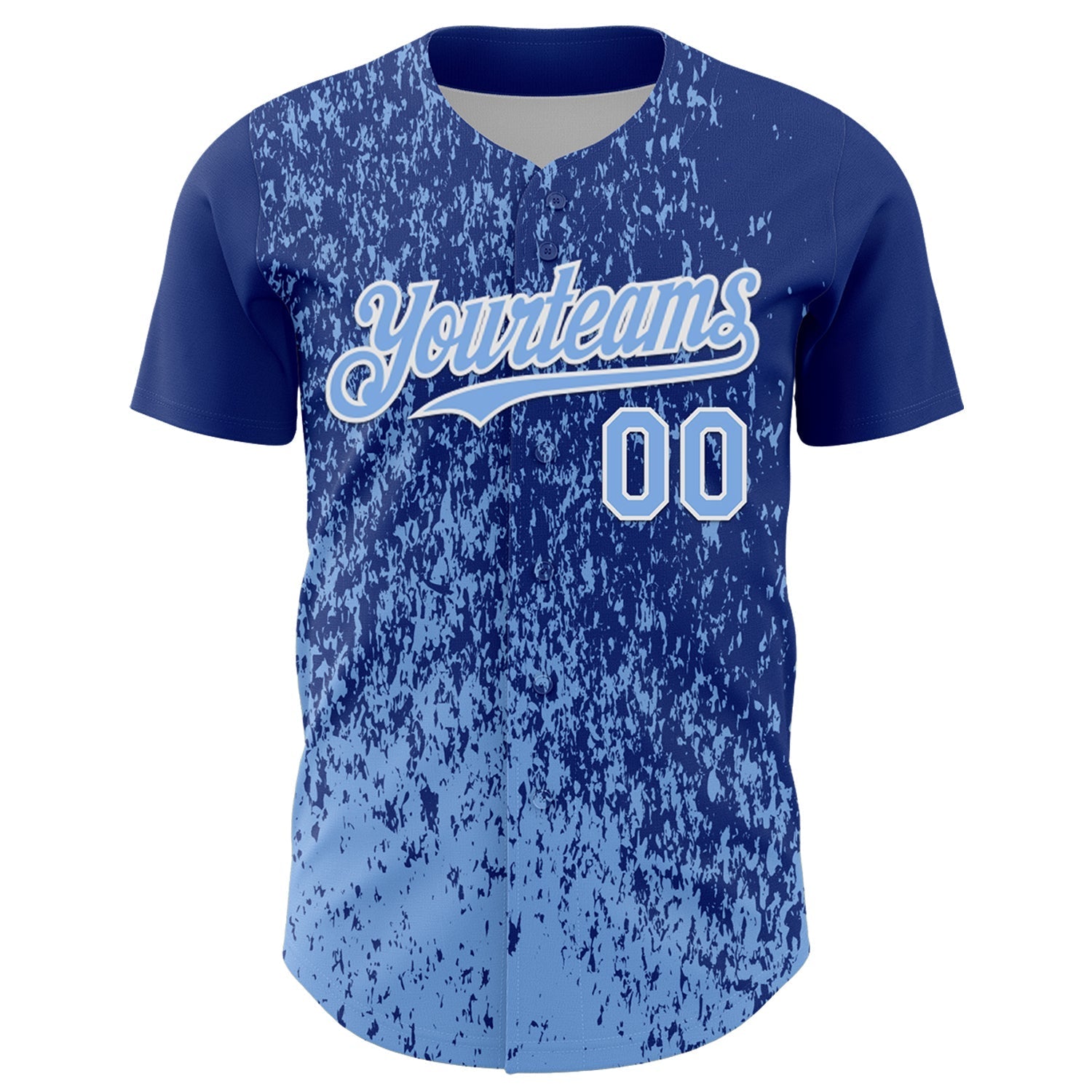 Custom Royal Light Blue-White Abstract Fragment Splatter Authentic Baseball Jersey baseball jersey product view 2