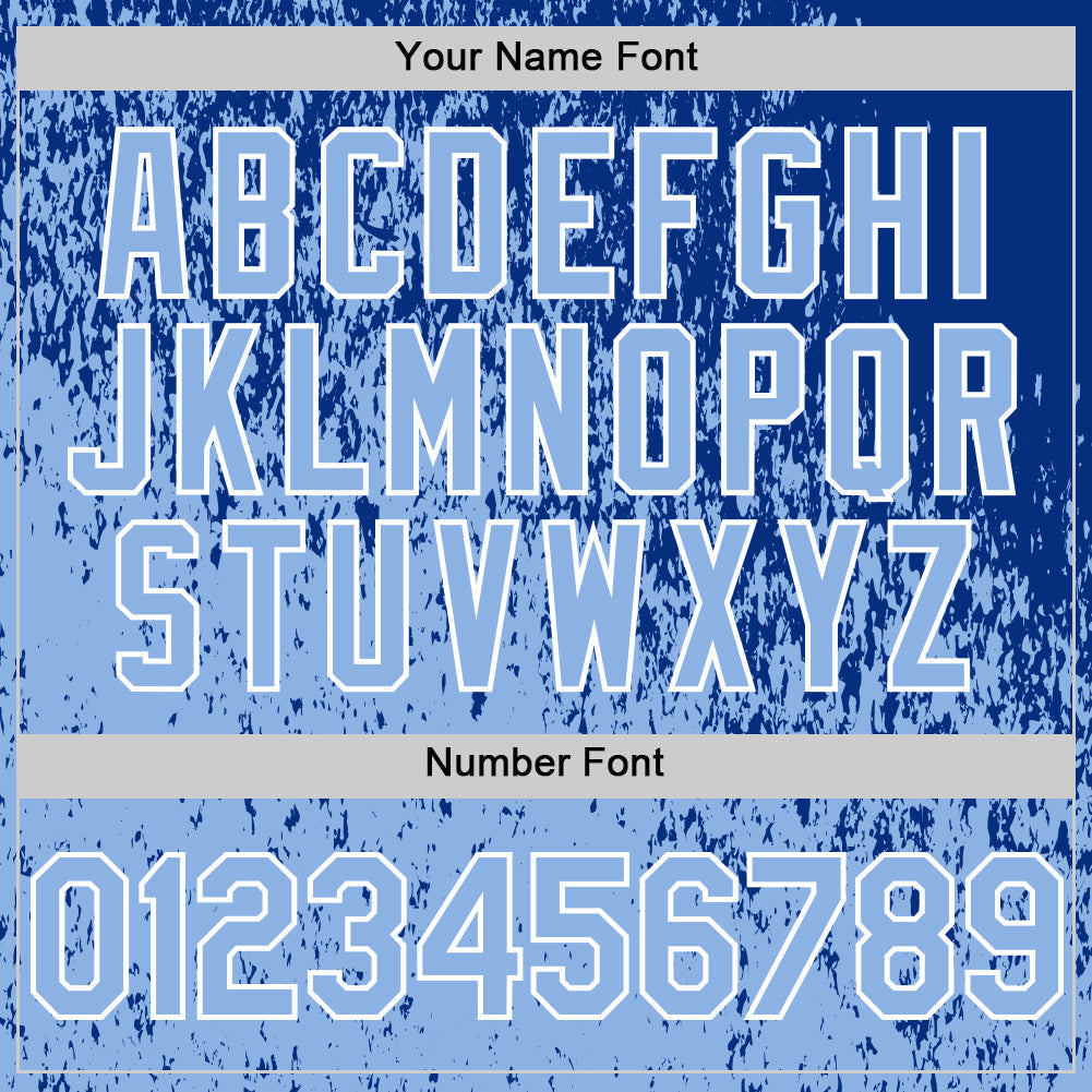 Custom Royal Light Blue-White Abstract Fragment Splatter Authentic Baseball Jersey baseball jersey product view 5
