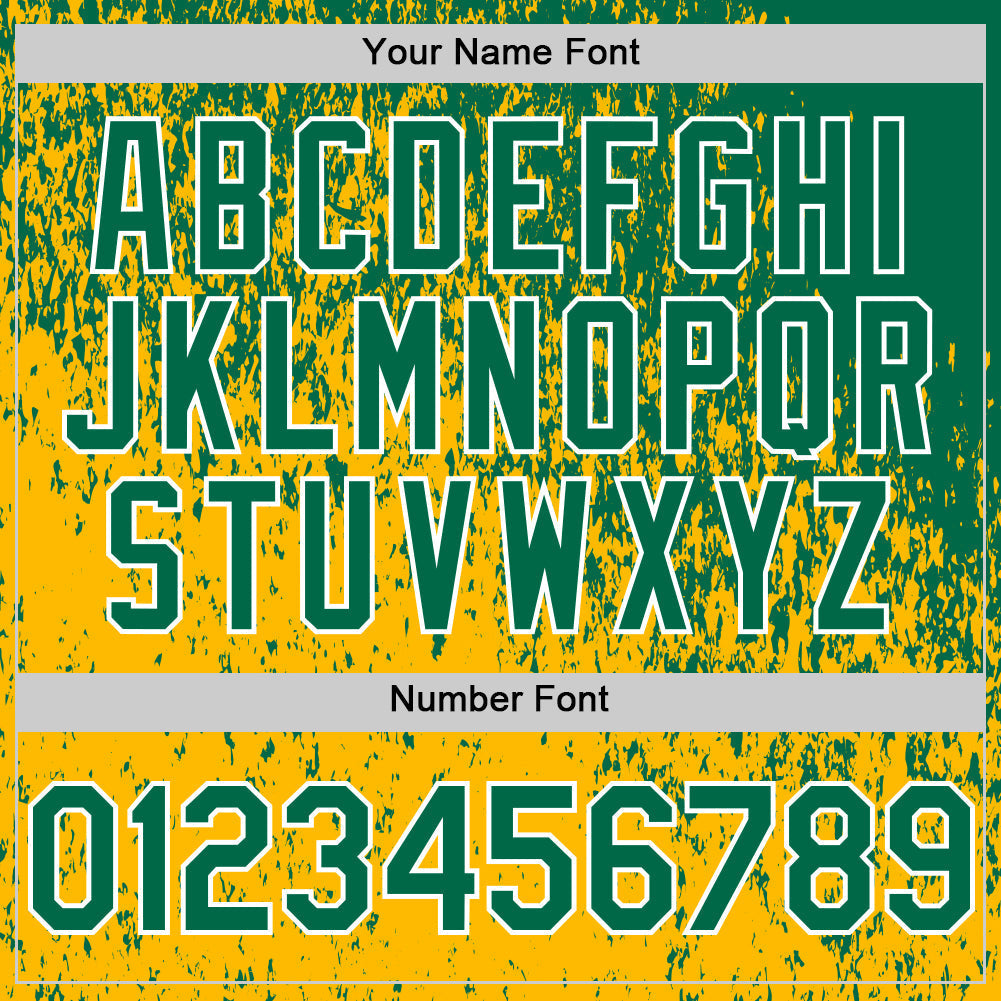 Custom Kelly Green Gold-White Abstract Fragment Splatter Authentic Baseball Jersey baseball jersey product view 5