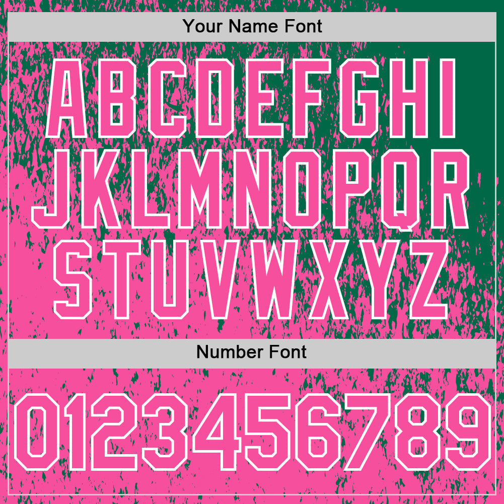 Custom Kelly Green Pink-White Abstract Fragment Splatter Authentic Baseball Jersey baseball jersey product view 5