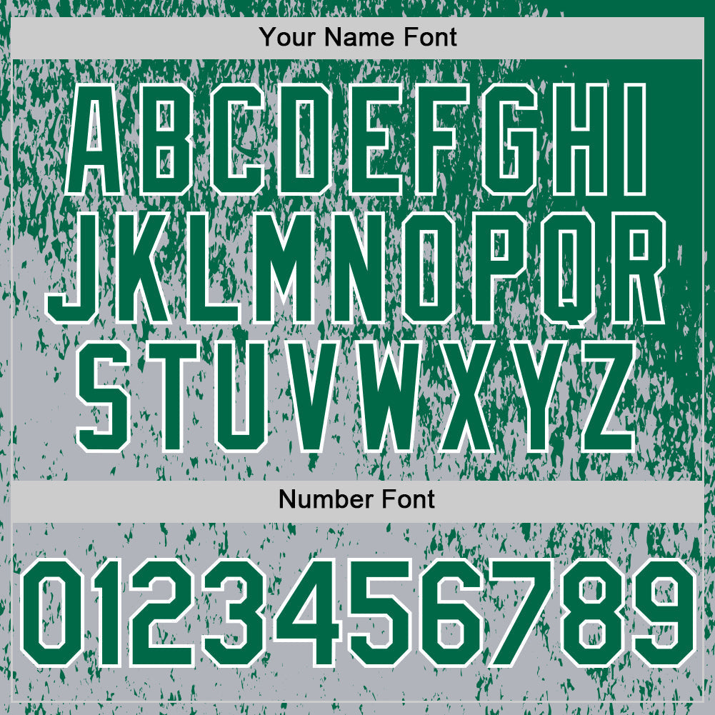 Custom Kelly Green Gray-White Abstract Fragment Splatter Authentic Baseball Jersey baseball jersey product view 5