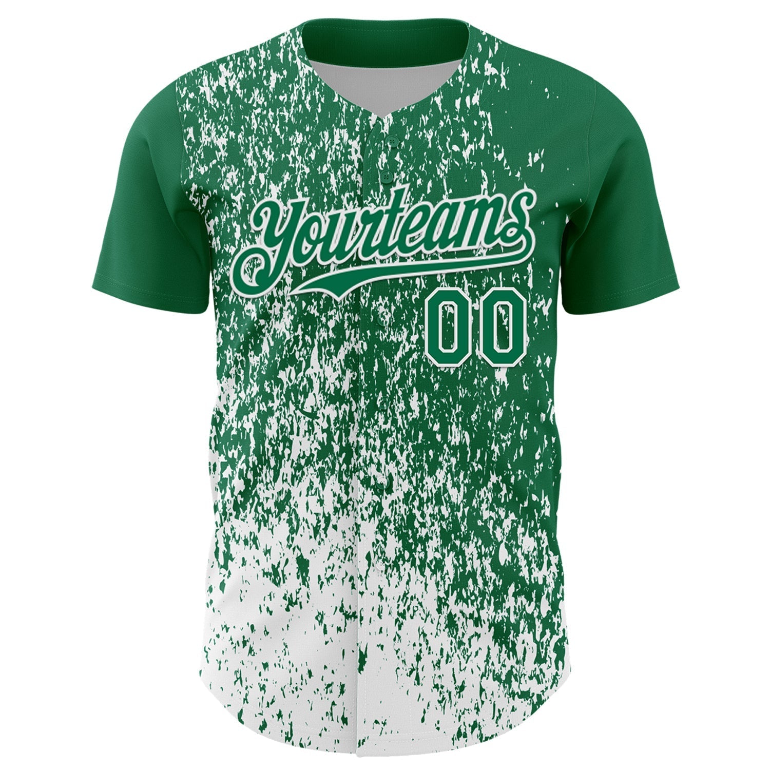 Custom Kelly Green White Abstract Fragment Splatter Authentic Baseball Jersey baseball jersey product view 2
