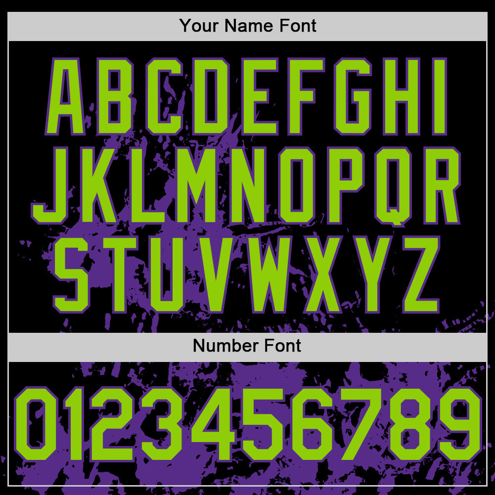 Custom Black Neon Green-Purple Splatter Authentic Baseball Jersey baseball jersey product view 5