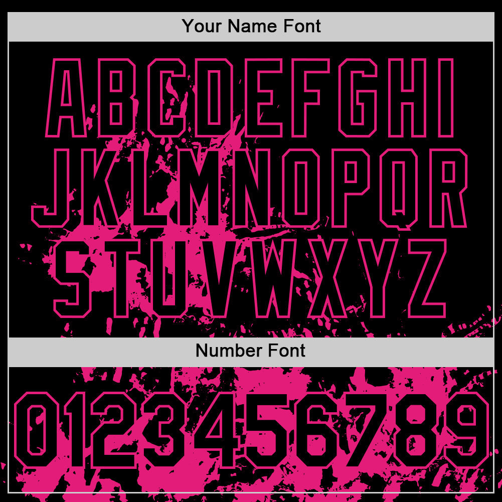 Custom Black Hot Pink Splatter Authentic Baseball Jersey baseball jersey product view 5