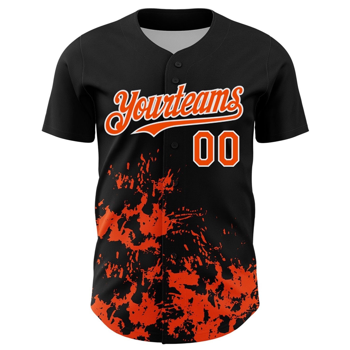 Custom Black Orange-White Splatter Authentic Baseball Jersey baseball jersey product view 2