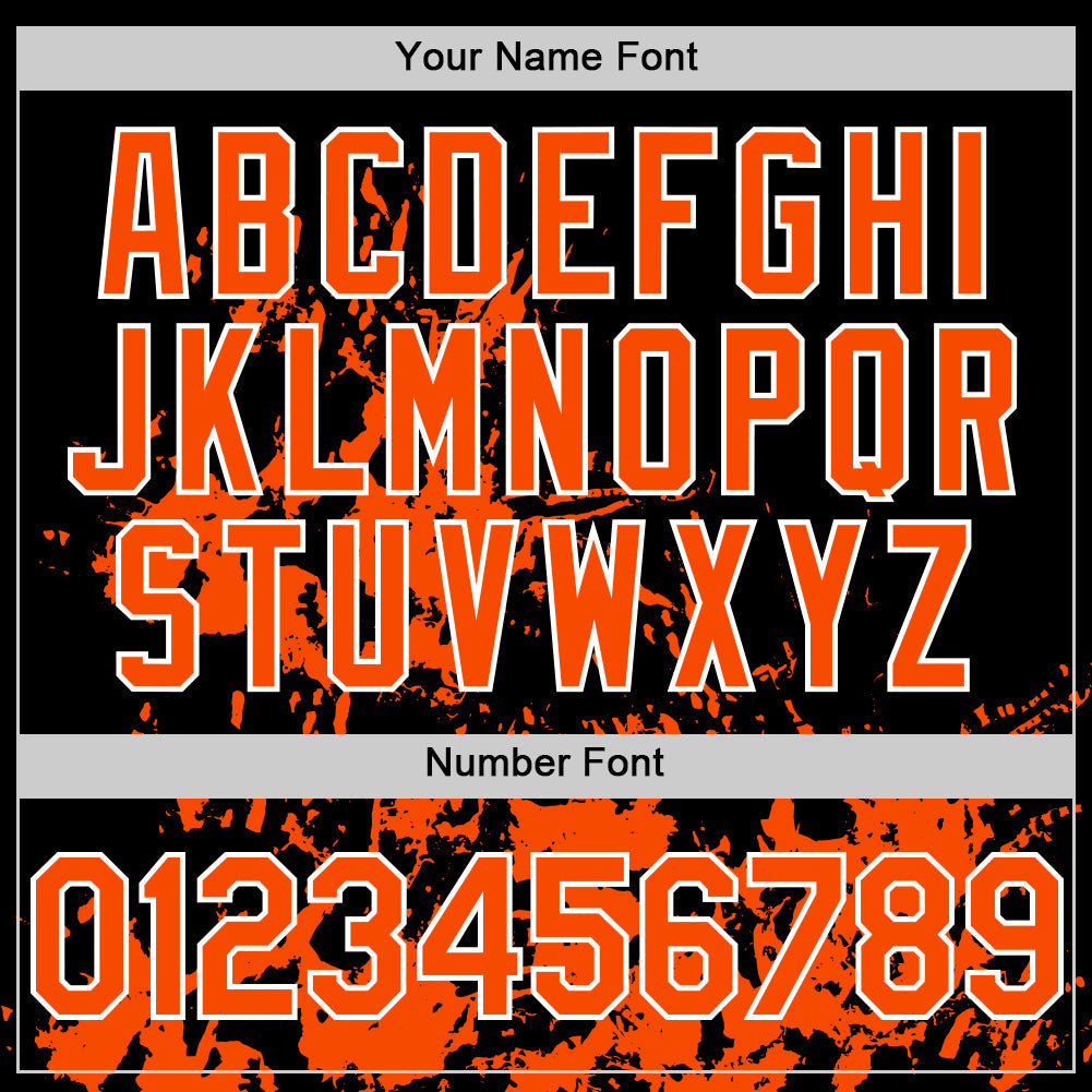 Custom Black Orange-White Splatter Authentic Baseball Jersey baseball jersey product view 5