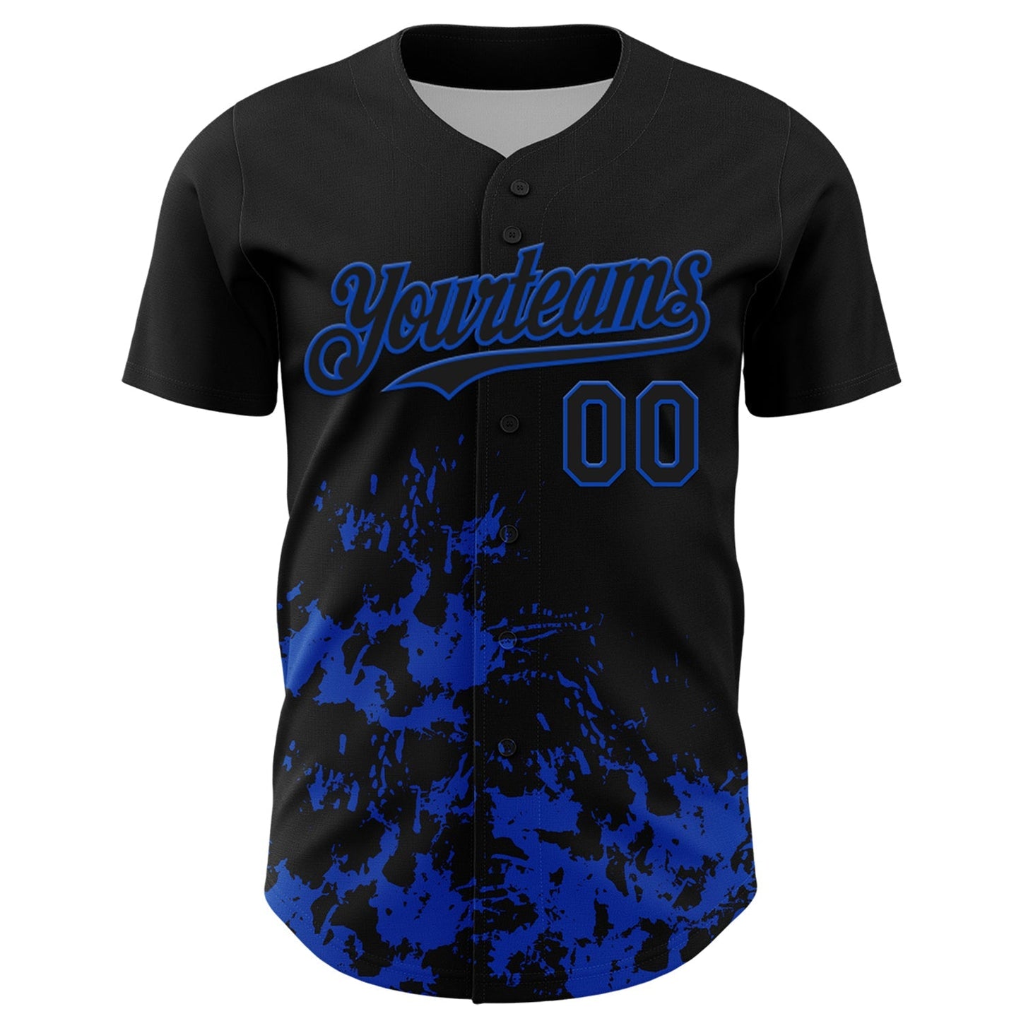 Custom Black Thunder Blue Splatter Authentic Baseball Jersey baseball jersey product view 2