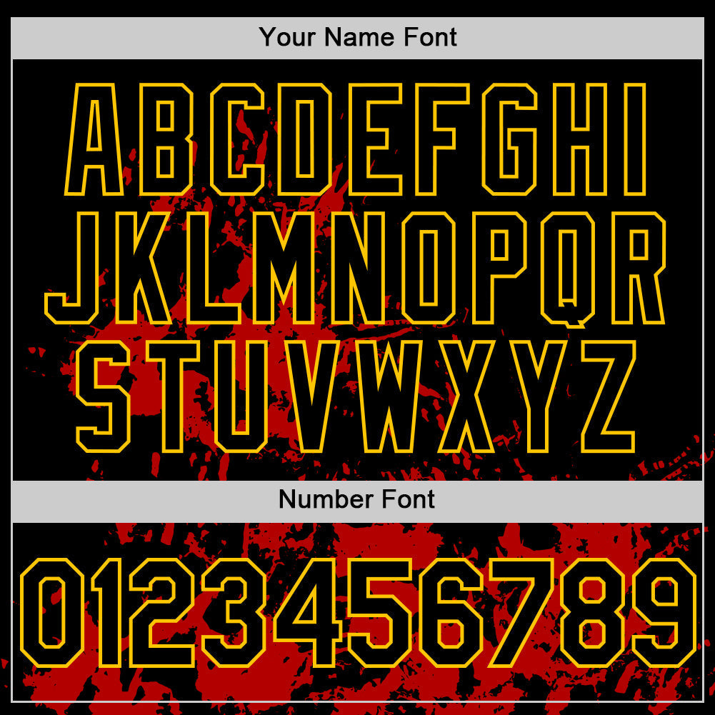 Custom Black Yellow-Red Splatter Authentic Baseball Jersey baseball jersey product view 5