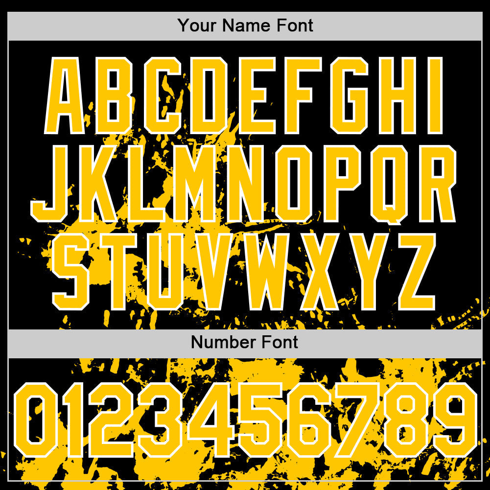 Custom Black Yellow-White Splatter Authentic Baseball Jersey baseball jersey product view 5