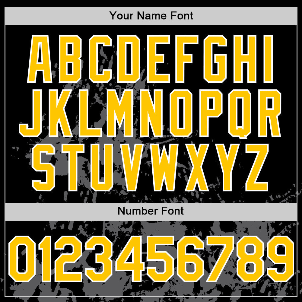 Custom Black Yellow White-Gray Splatter Authentic Baseball Jersey baseball jersey product view 5