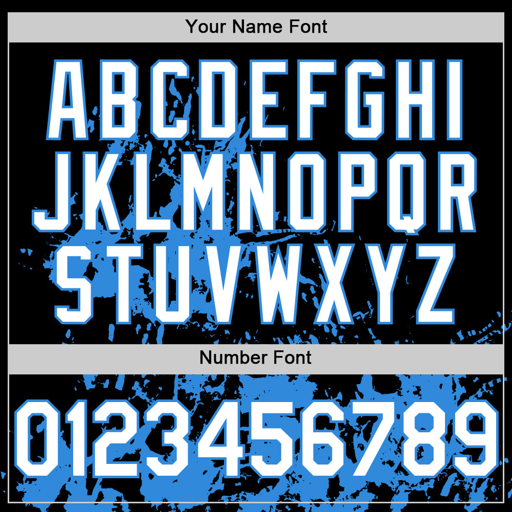 Custom Black White-Powder Blue Splatter Authentic Baseball Jersey baseball jersey product view 5