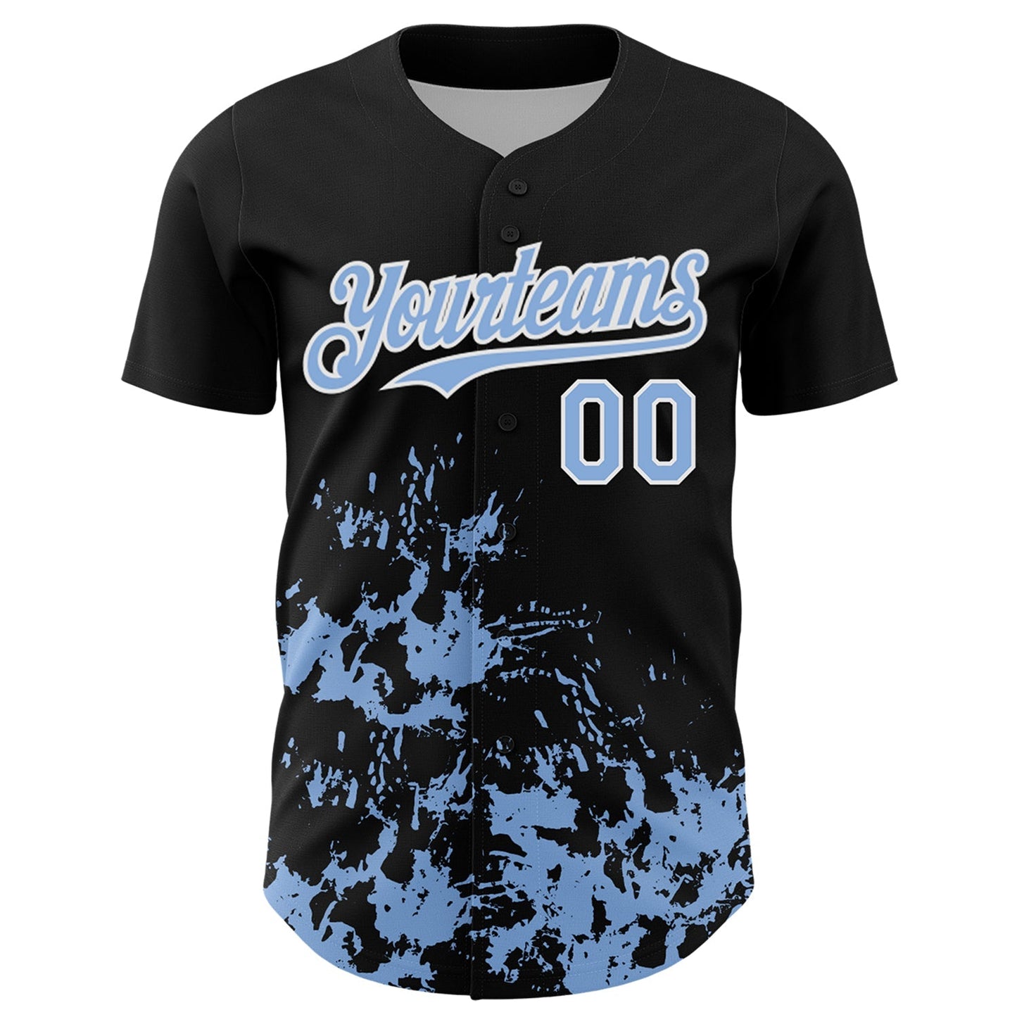 Custom Black Light Blue-White Splatter Authentic Baseball Jersey baseball jersey product view 2