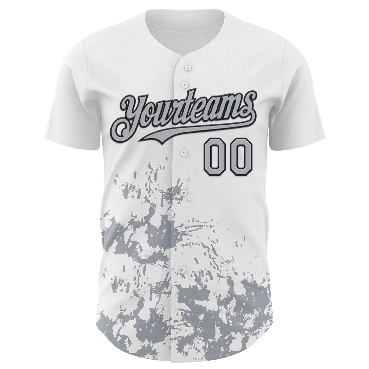 Custom White Gray-Black Splatter Authentic Baseball Jersey baseball jersey product view 2
