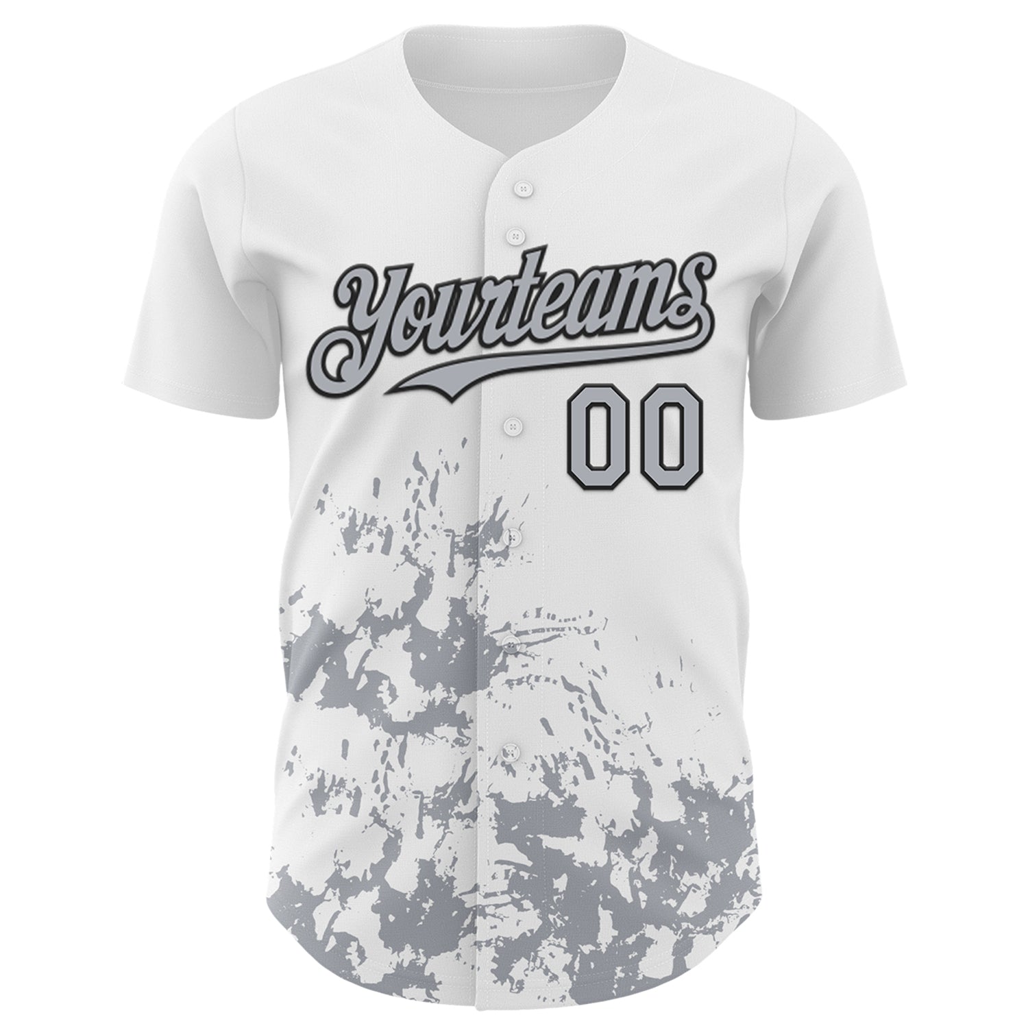Custom White Gray-Black Splatter Authentic Baseball Jersey baseball jersey product view 2