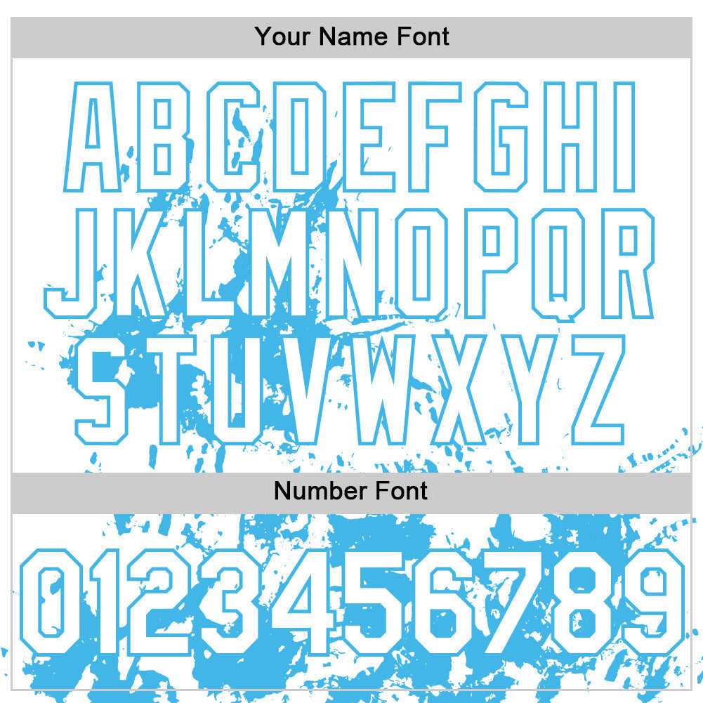 Custom White Sky Blue Splatter Authentic Baseball Jersey baseball jersey product view 5