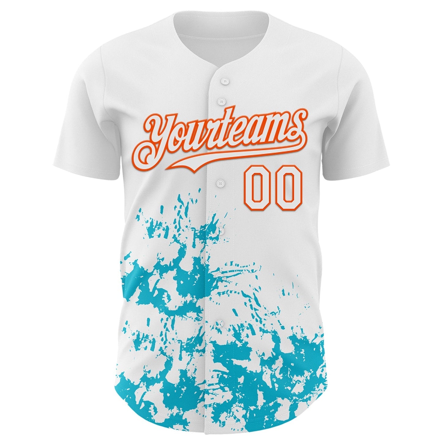 Custom White Orange-Lakes Blue Splatter Authentic Baseball Jersey baseball jersey product view 2