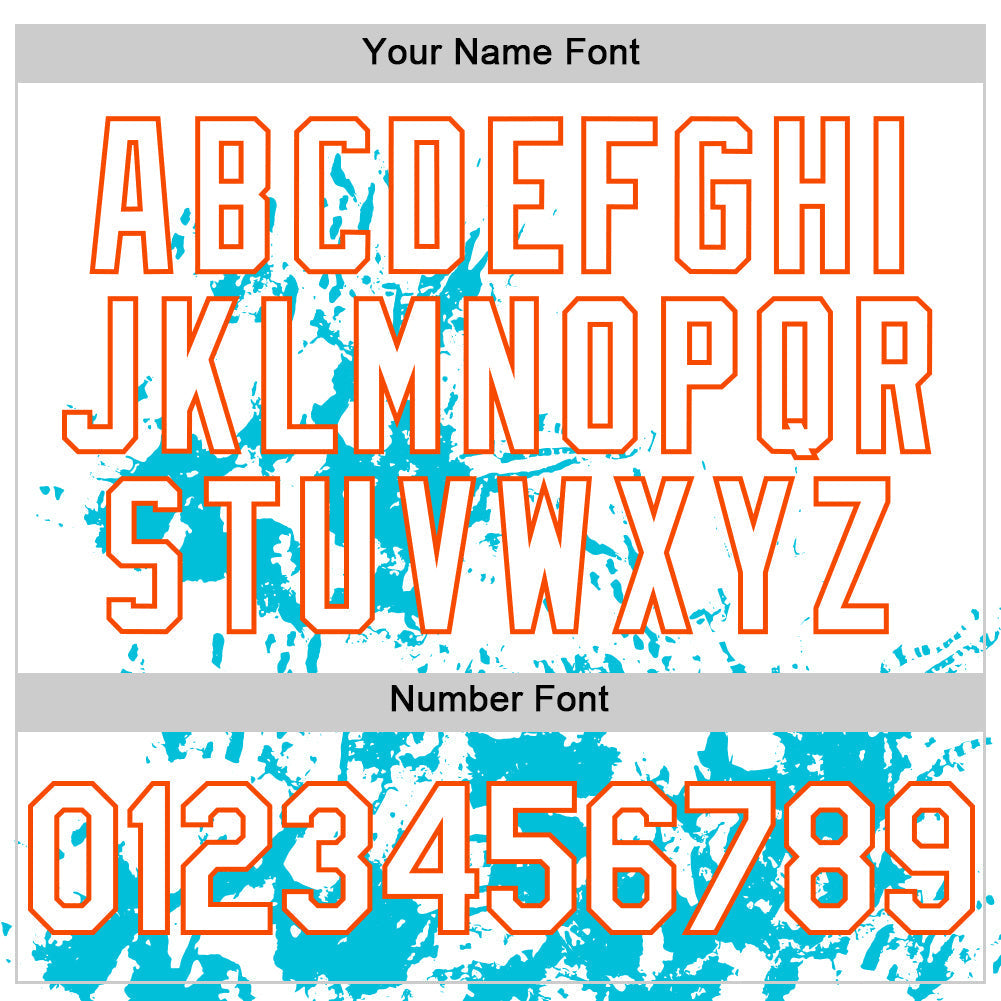 Custom White Orange-Lakes Blue Splatter Authentic Baseball Jersey baseball jersey product view 5