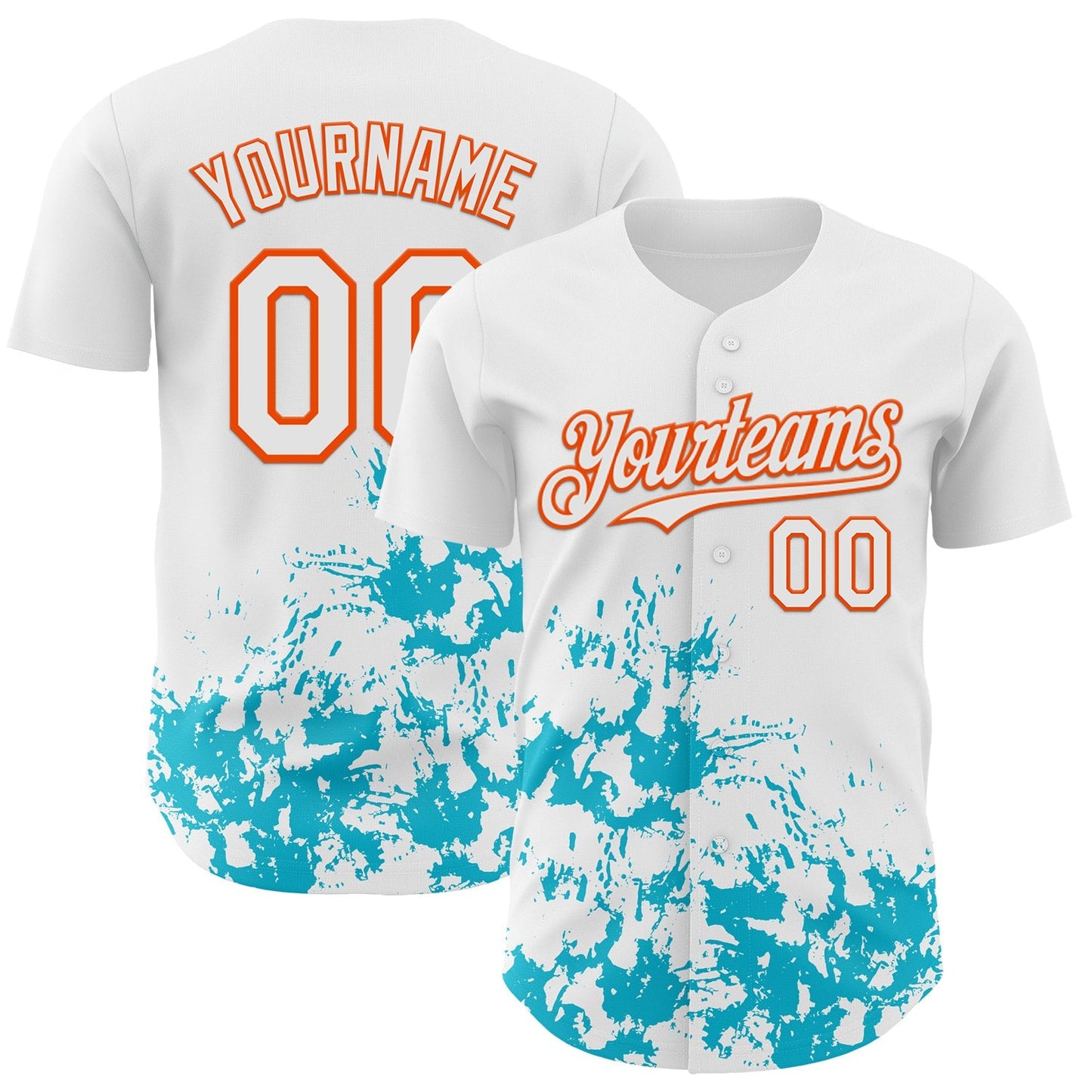 Custom White Orange-Lakes Blue Splatter Authentic Baseball Jersey baseball jersey product view 1