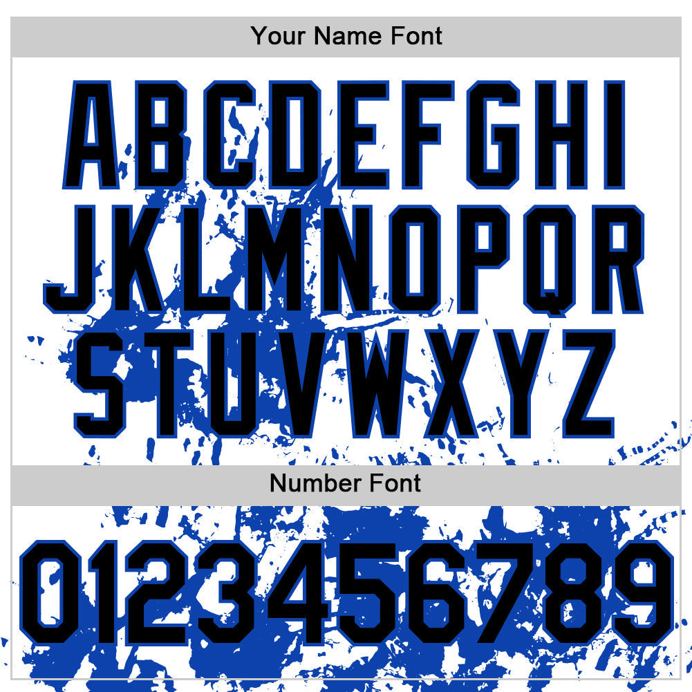 Custom White Black-Thunder Blue Splatter Authentic Baseball Jersey baseball jersey product view 5