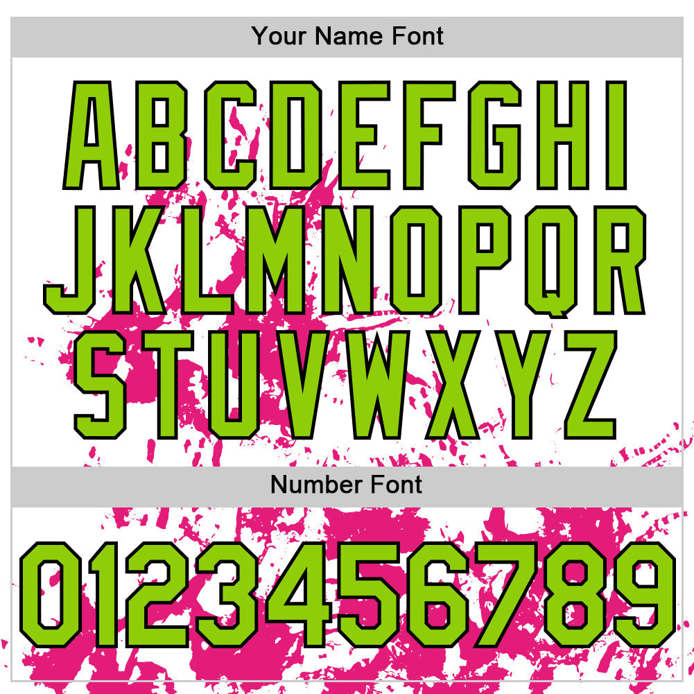 Custom White Neon Green Black-Pink Splatter Authentic Baseball Jersey baseball jersey product view 5