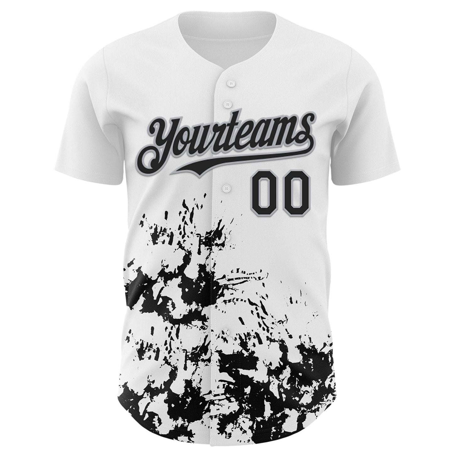 Custom White Black-Gray Splatter Authentic Baseball Jersey baseball jersey product view 2