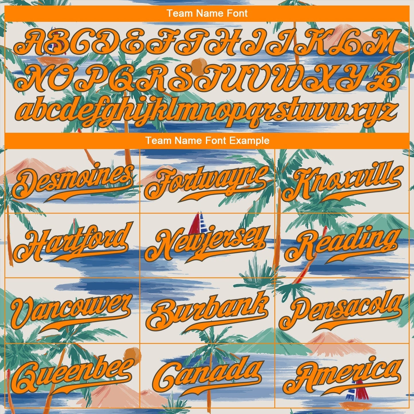 Custom Cream Bay Orange-Olive 3D Pattern Design Beach Coconut Palms Island And Sailboat Authentic Baseball Jersey baseball jersey product view 4