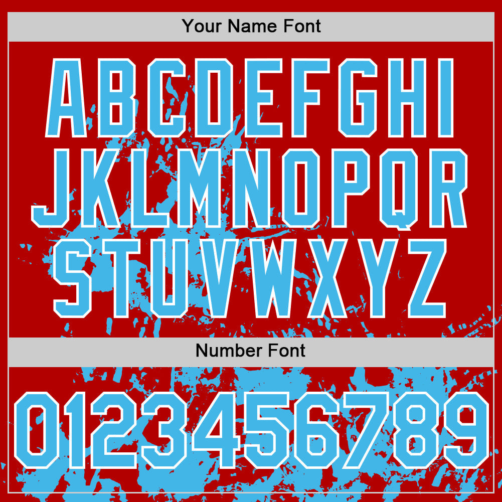 Custom Red Sky Blue-White Splatter Authentic Baseball Jersey baseball jersey product view 5