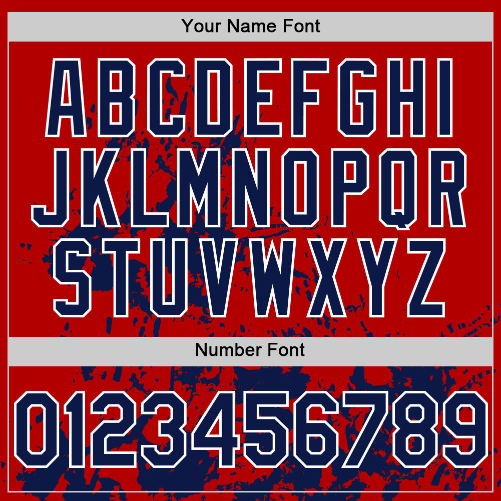 Custom Red Navy-White Splatter Authentic Baseball Jersey baseball jersey product view 5